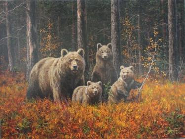 Медведица с медвежатами  Данчурова Т.